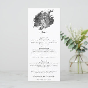 Modern Brushstroke Photo Wedding   White Menu