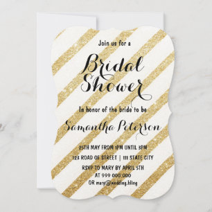 Modern brushstrokes gold stripes bridal shower invitation