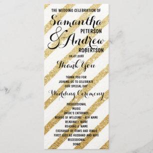 Modern brushstrokes gold stripes Wedding Program Programme