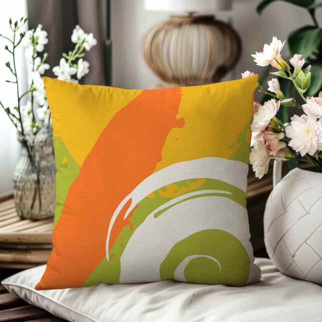 Modern Brushstrokes - Orange, Green & Yellow Cushion (Creator Uploaded)