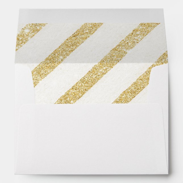 Modern brushtrokes faux gold glitter stripes envelope (Back (Bottom))