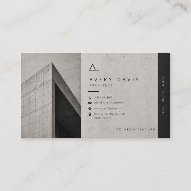 Modern Brutalist Concrete Architect Business Card (Front)