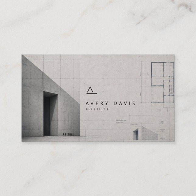 Modern Brutalist Concrete Architect Business Card (Front)