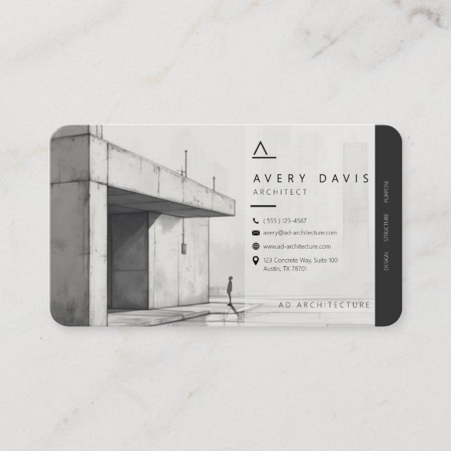 Modern Brutalist Concrete Architect Business Card (Front)