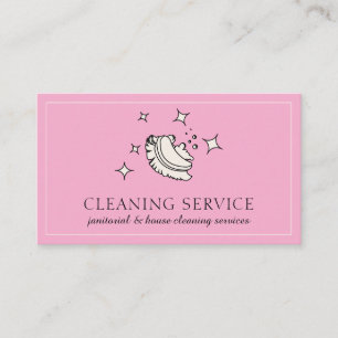 Modern Bubble Housekeeper Cleaning Washing pink Business Card