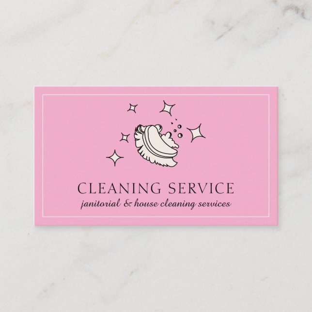 Modern Bubble Housekeeper Cleaning Washing pink Business Card (Front)