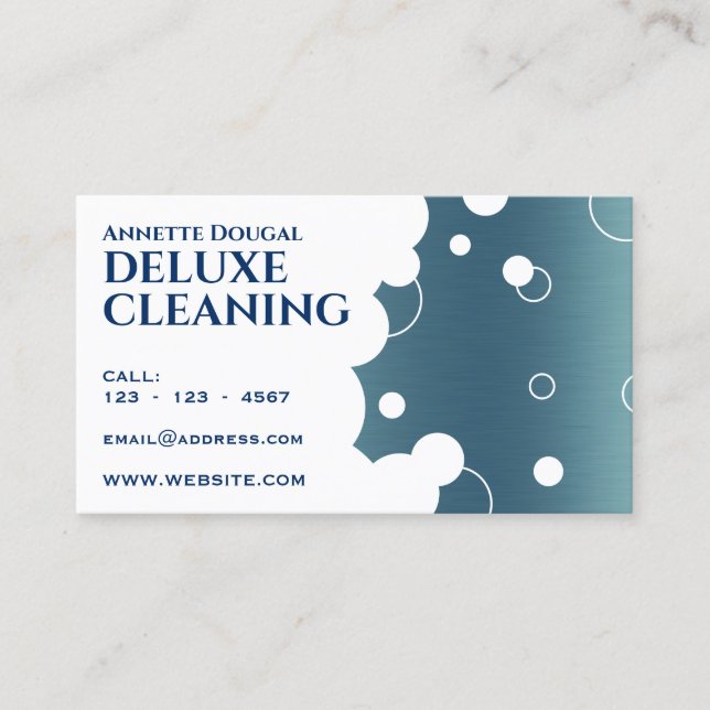 Modern bubbles pattern faux metallic business card (Front)