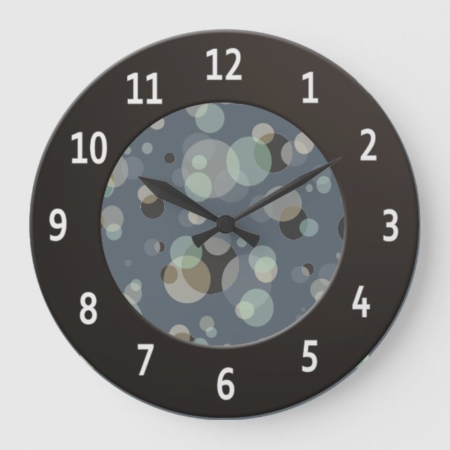 Modern Bubbles with White Digits Circle Large Clock (Front)