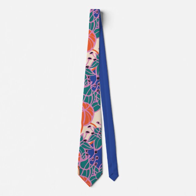 Modern Bud & Flower Bold Pattern Tie (Front)