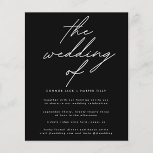 Modern Budget Black on White The Wedding Invite Flyer
