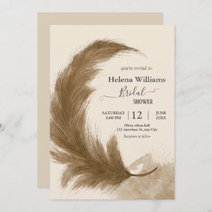 Modern Budget  Boho Terracotta Pampas Grass   Invitation