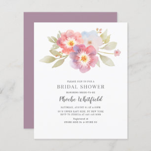 Modern Budget Bridal Shower Pastel Floral Invite
