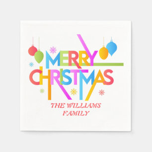 Modern Budget Merry Christmas Holiday 2 Photo Napkin