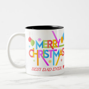 Modern Budget Merry Christmas Holiday 2 Photo Two-Tone Coffee Mug
