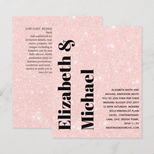 Modern Budget Modern Bold Text Wedding Invitation (Front/Back)