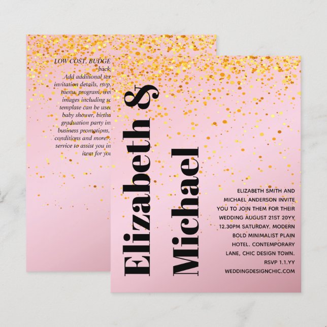 Modern Budget Modern Bold Text Wedding Invitation (Front/Back)