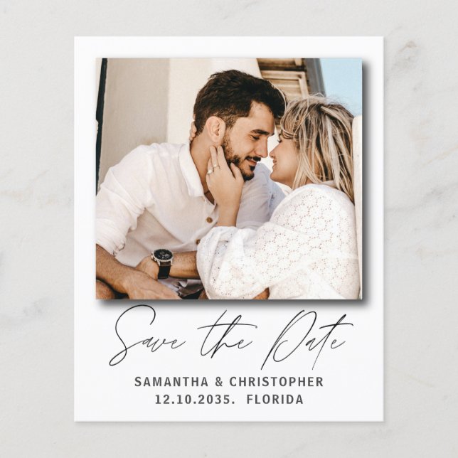 Modern Budget Photo Save Our Date Invitation (Front)