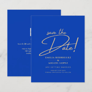 Modern Budget Royal Blue Monochrome Wedding