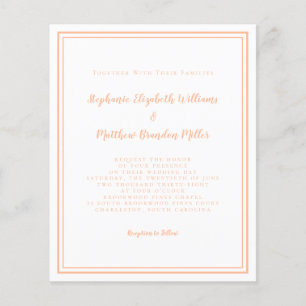 Modern Budget Simple Peach Chic Wedding Invitation