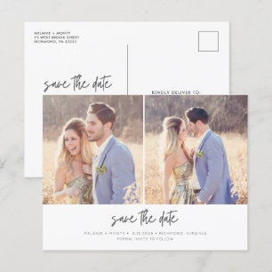 Modern Budget Simple Photo Wedding Save the Date Announcement Postcard