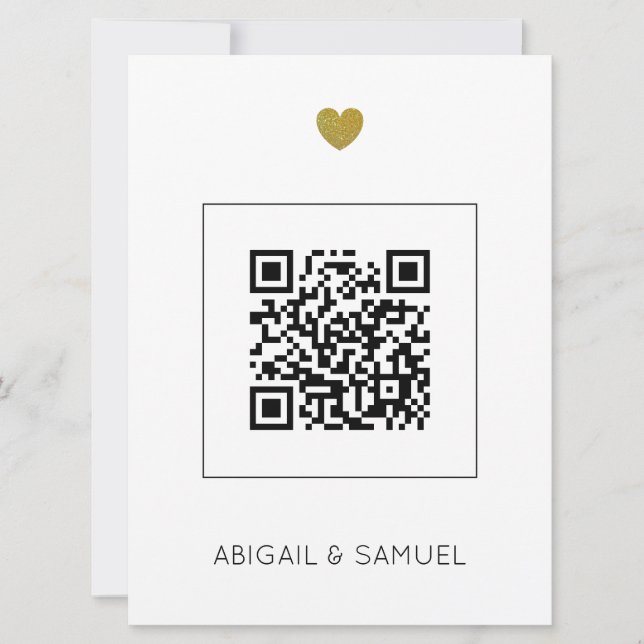 Modern  Budget Wedding Invitation with QR Code   (Front)