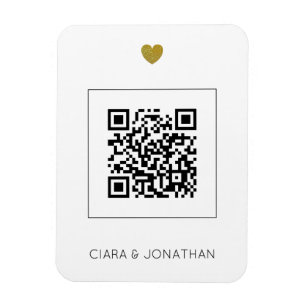 Modern Budget Wedding Invitation with QR Code  Magnet