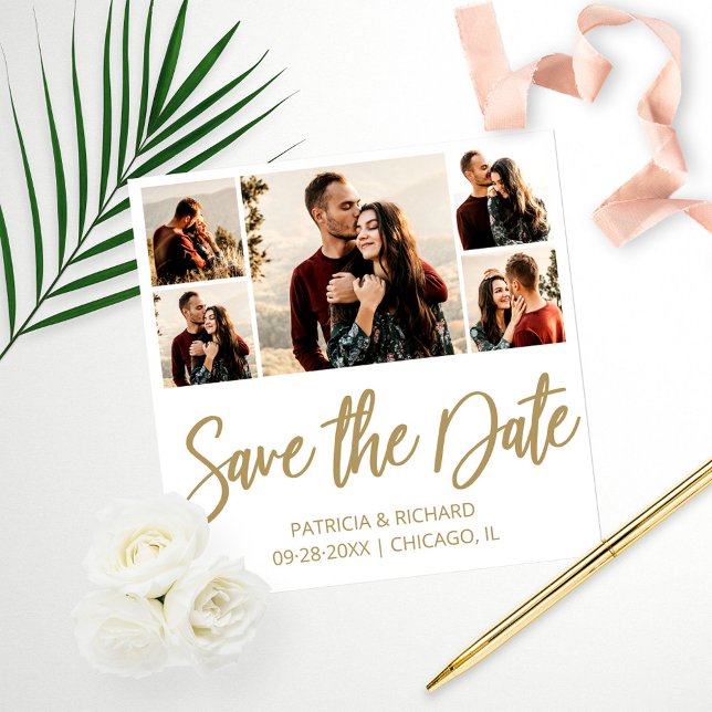 Modern Budget Wedding Save The Date Photo Collage (Creator Uploaded)