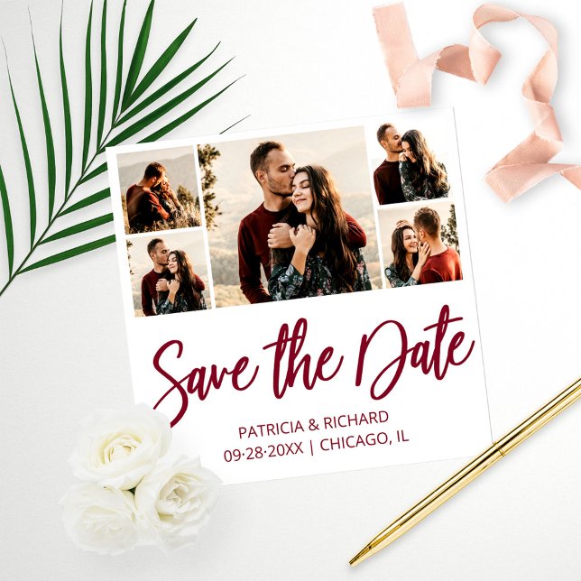Modern Budget Wedding Save The Date Photo Collage Print (Creator Uploaded)