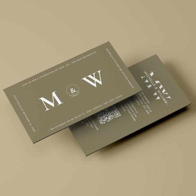 Modern Budget Wedding Save The Date Taupe Enclosure Card (Modern Monogram Wedding Save The Date Taupe Enclosure Card
)