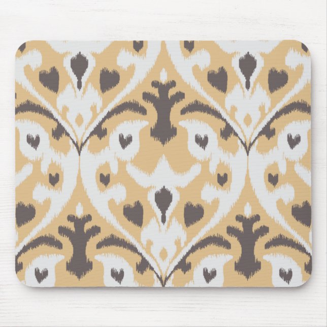 Modern buff beige brown ikat tribal pattern mouse mat (Front)