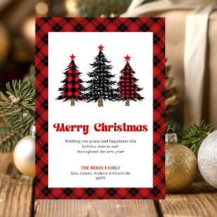 Modern Buffalo Check Christmas Greeting Card