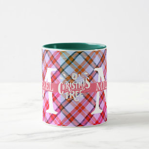 Modern Buffalo Plaid Monogram Christmas holiday  Mug