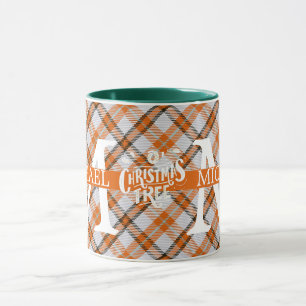 Modern Buffalo Plaid Monogram Christmas holiday  Mug