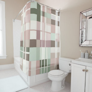 Modern Buffalo Plaid Pastel Cottagecore Spring Shower Curtain