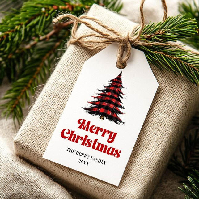 Modern buffalo tree gift tag red green design (Modern buffalo tree gift tag red green design

)