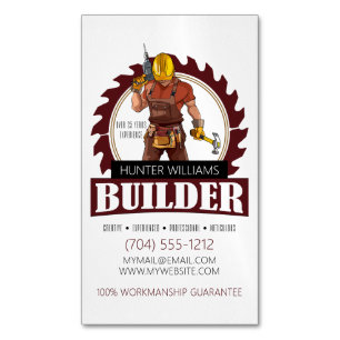 Modern Builder Contractor Construction Handyman Magnetic Business Card