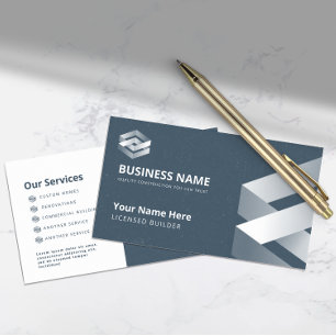 Modern Builder Navy Grey Business Card