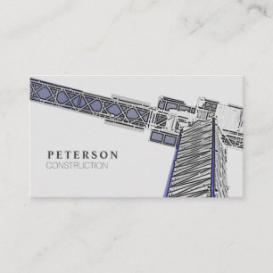 Modern Building Construction Tower Crane Gray Business Card