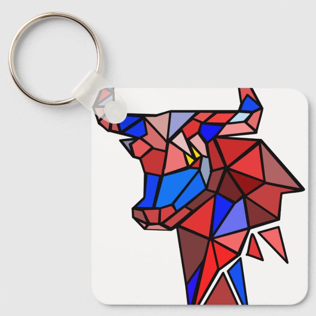 Modern Bull Icon Keychain – Clean Zodiac‑Style (Front)