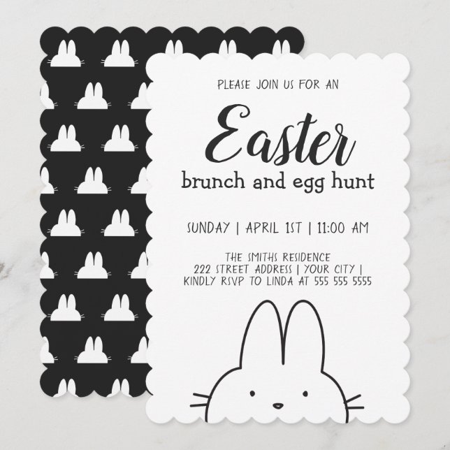 Modern Bunny Easter Invitation (Front/Back)