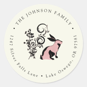 Modern Bunny Easter Return Address Classic Round Sticker