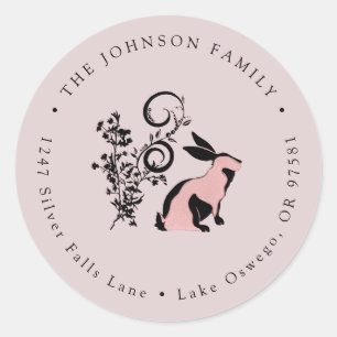 Modern Bunny Easter Return Address Classic Round Sticker