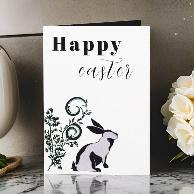 Modern Bunny Happy Easter Personalised Card (Creator Uploaded)