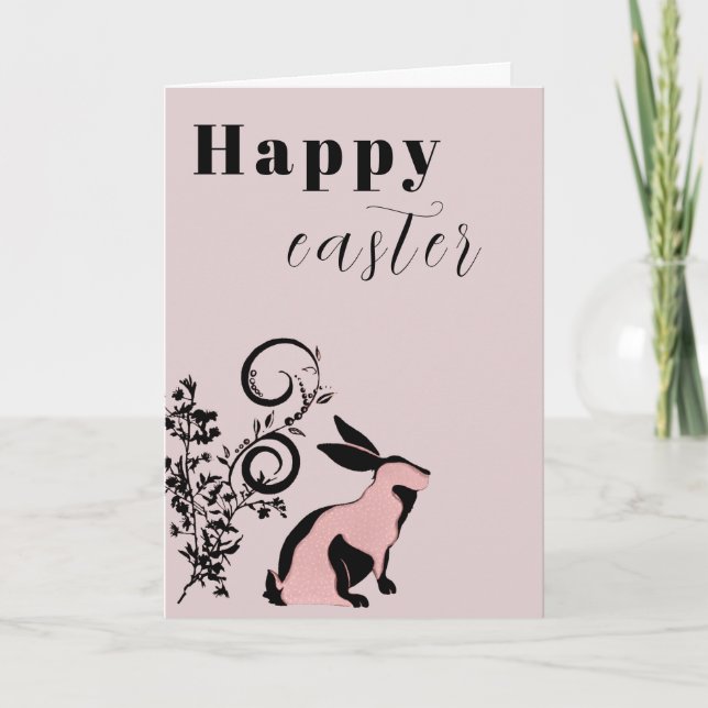 Modern Bunny Happy Easter Personalised Card (Front)