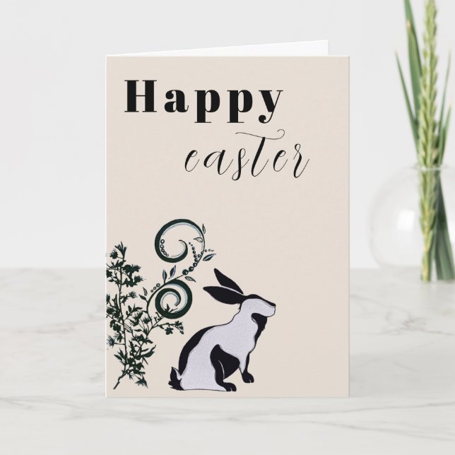 Modern Bunny Happy Easter Personalised Card (Front)