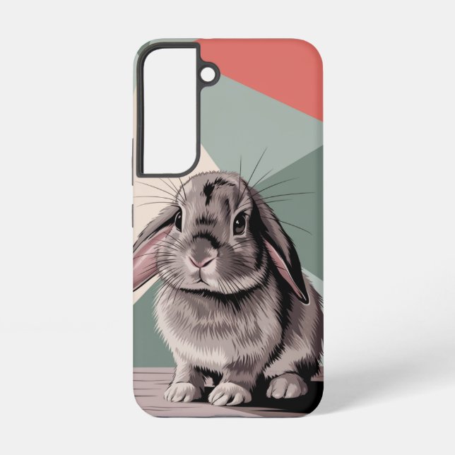 Modern Bunny Portrait in Sage Samsung Galaxy S22 Case (Back)