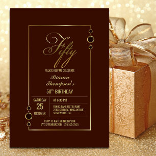 Modern Burgundy 50th Birthday Party Invitation