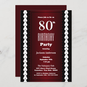 Modern Burgundy 80th Birthday Party Invitation