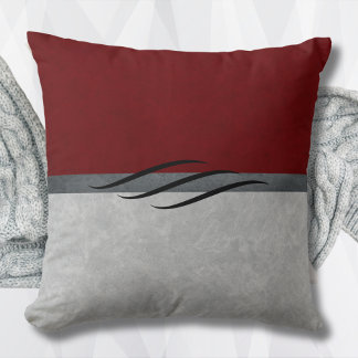 Modern Burgundy Abstract Accent Pillow