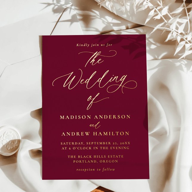 Modern Burgundy and Gold Calligraphy Wedding (Creator Uploaded)